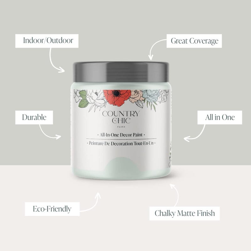Country Chic Paint Country Chic All-in-One Chalk Paint for Furniture, Cabinets, Home Decor, Eco-Friendly, Matte Finish, Built-In Primer & Top Coat for Wood, Metal - String of Pearls (Light Blue) - Pint 16 oz (475 ml) - Image 2